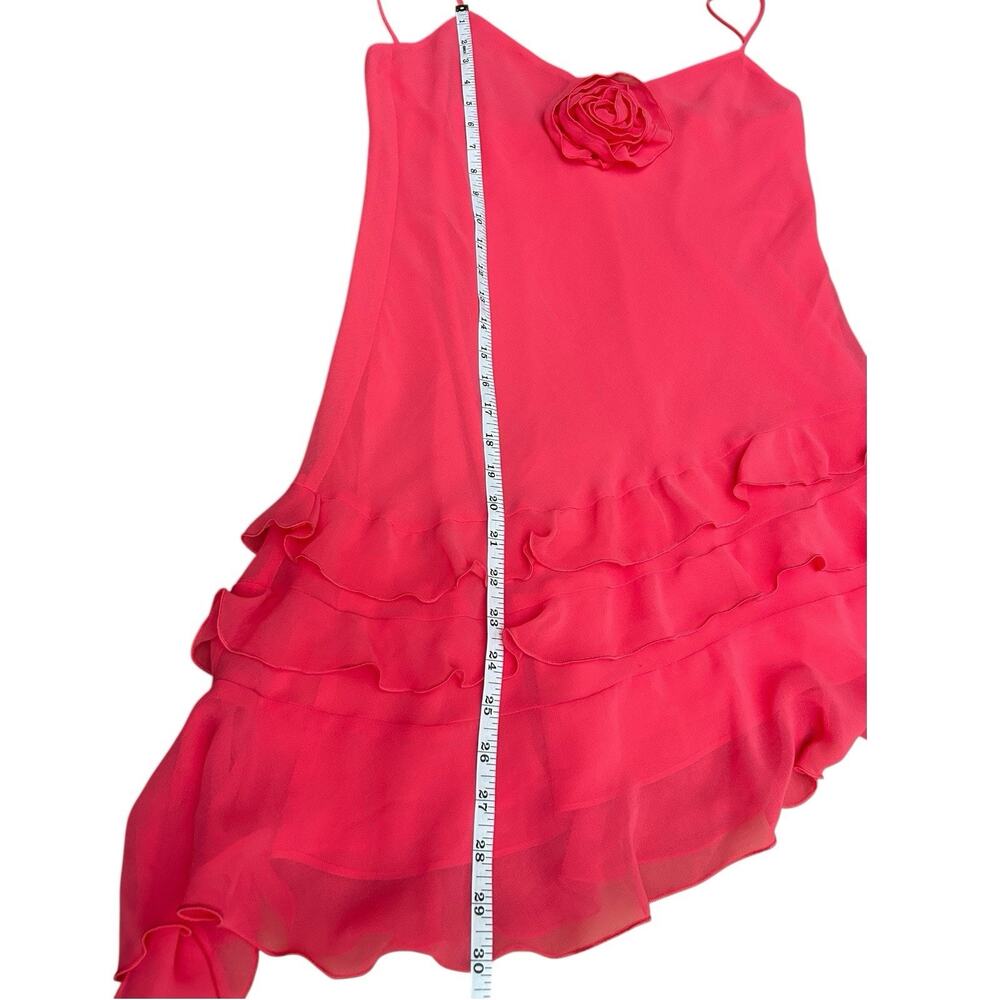 NWT Gianni Bini Sz 6 Y2K Pink Chiffon Ruffle Asymmetric Fairy Bias Cut Dress - Picture 9 of 11
